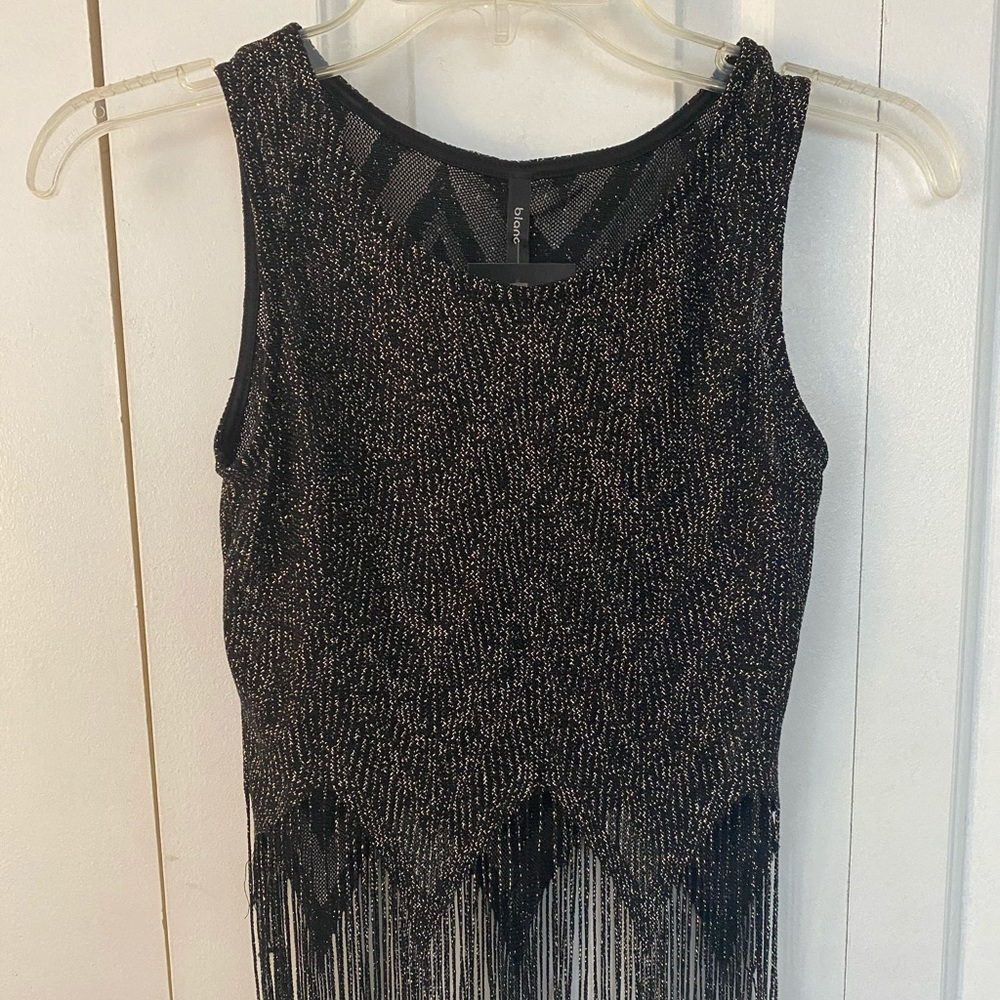 Black and gold tassel crop top